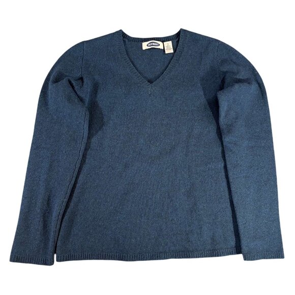 Vintage Old Navy Womens V-Neck Sweater 100% Lambswool Blue Long Sleeve Small - Picture 1 of 4